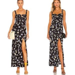 NICHOLAS Womens Nina Black Danbury Floral Print Satin Maxi Dress US 0 New NWT